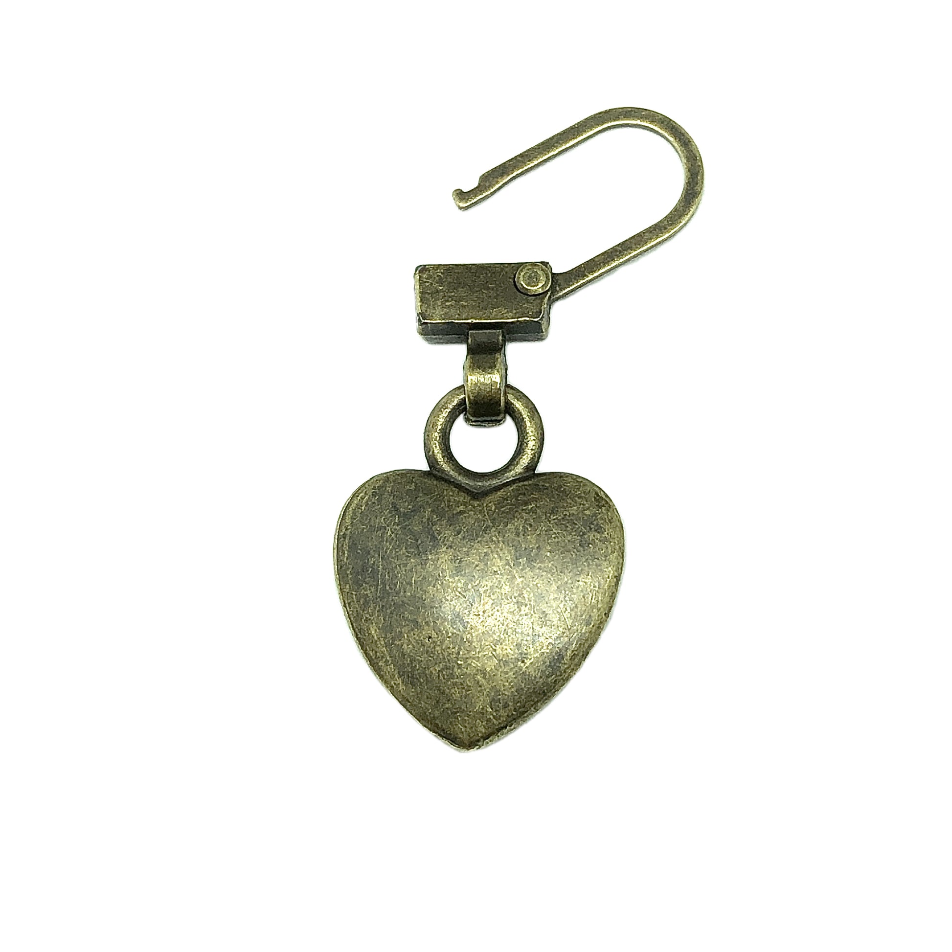 Cute Heart Charm - Rustic Bronze Zipper Pull Charm for Repair or Decorative  Shoe, Purse, Keychain & More