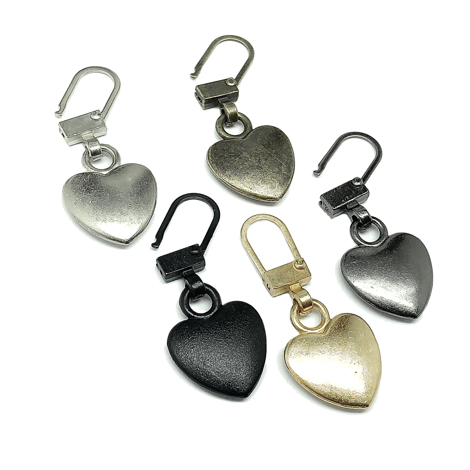 Zipper Pull Repair Charm - Rustic Graphite Heart Zipper Charm for Repair / Decorative anything it can clip onto! Purse Charm, Tote bag Charm, cosmetic bag charm & More