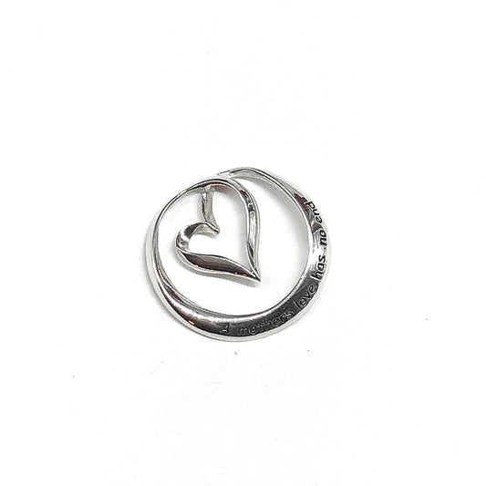 Mothers Jewelry - Engraved A Mothers Love Has No End, Endless Heart Circle Charm, Sterling Silver Necklace Pendant