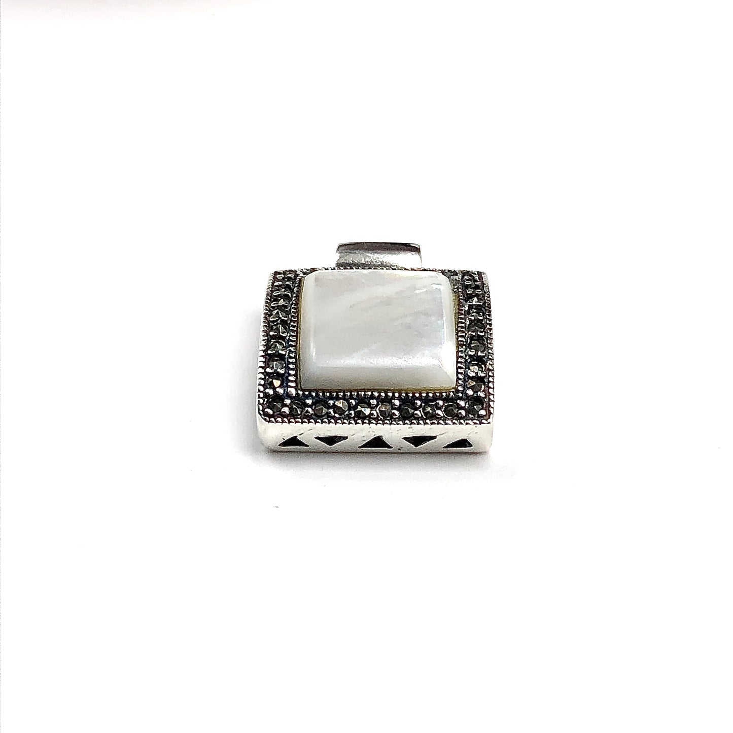 Mother of Pearl Marcasite Stone Sterling Silver Pendant