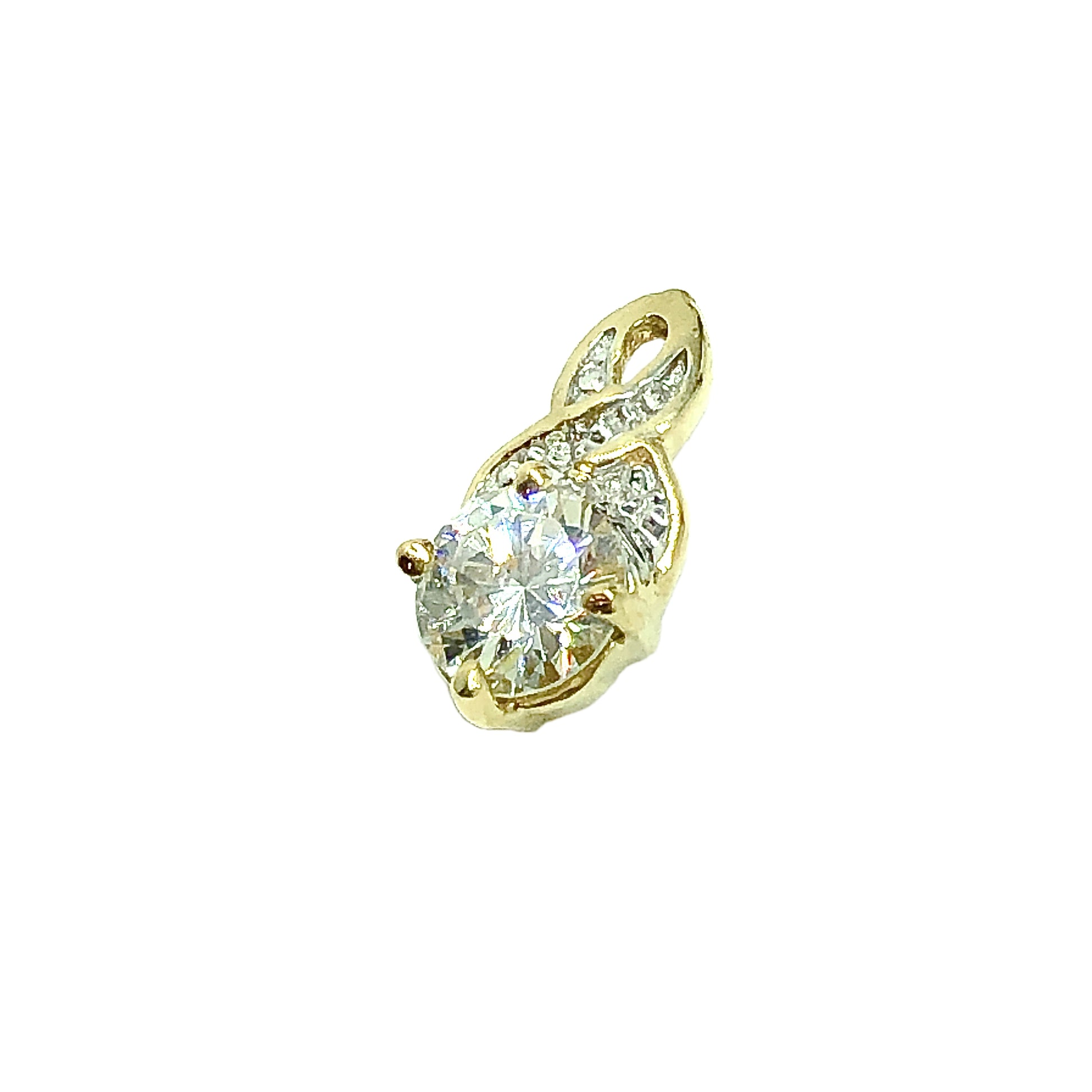 Pendant - 10k Gold Infinity Style Sparkly Cz Gemstone Pendant