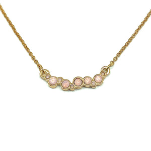 Fashion Jewelry - Womens Dainty Rose Gold Tone Pink Bubbly Cluster Station Necklace