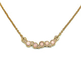 Fashion Jewelry - Womens Dainty Rose Gold Tone Pink Bubbly Cluster Station Necklace