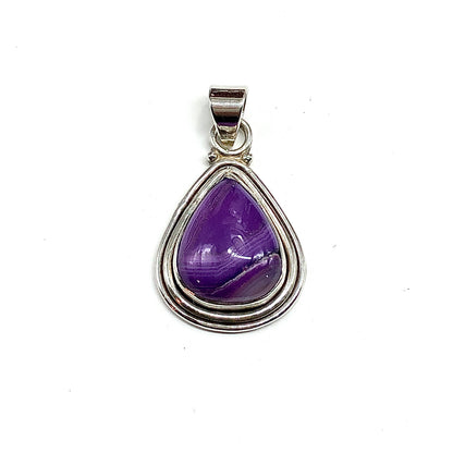 Purple Banded Agate 925 Silver Pendant
