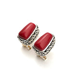 Earrings Womens used Silver Bali Style Lipstick Red Stone Drop Earrings - Blingschlingers online in USA