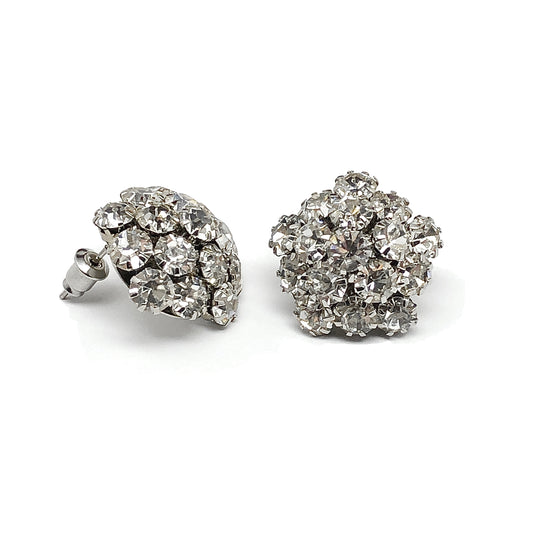 Estate Jewelry | Sparkly Rhinestone Pentagon Style Fancy Dome Earrings - Womens