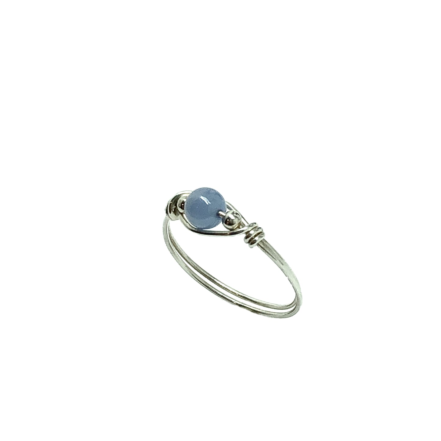 Sterling Silver Blue Chalcedony Stone Minimalist Style Stack Ring sz5 - Blingschlingers USA