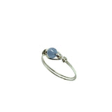 Jewelry - Slim Sterling Silver Blue Chalcedony Stone Thin Double Band Stackable Ring - Blingschlingers.com online in USA