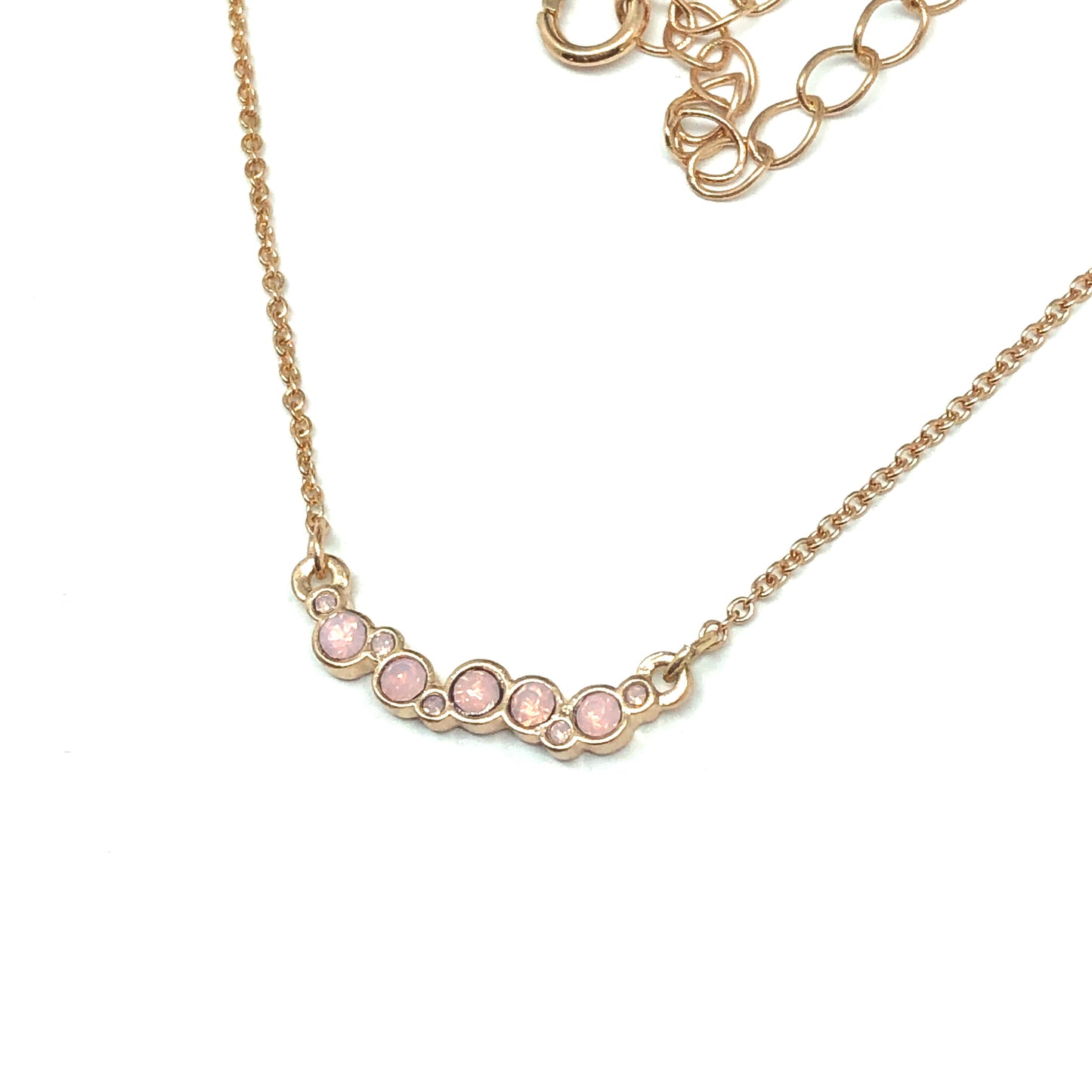 Rose Gold Pink Cluster Design Dainty Station Chain Necklace