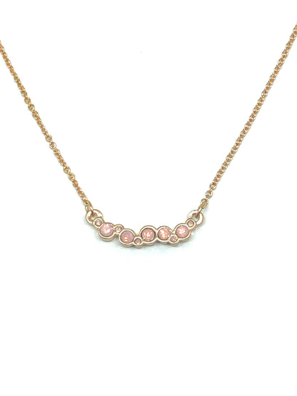 Fashion Jewelry - Womens Dainty Rose Gold Tone Pink Bubbly Cluster Station Necklace