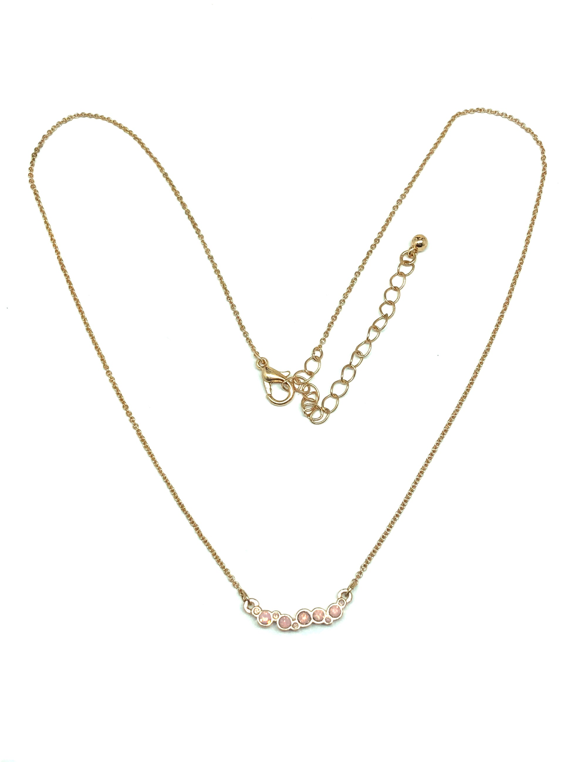 Rose Gold Pink Cluster Design Dainty Station Chain Necklace