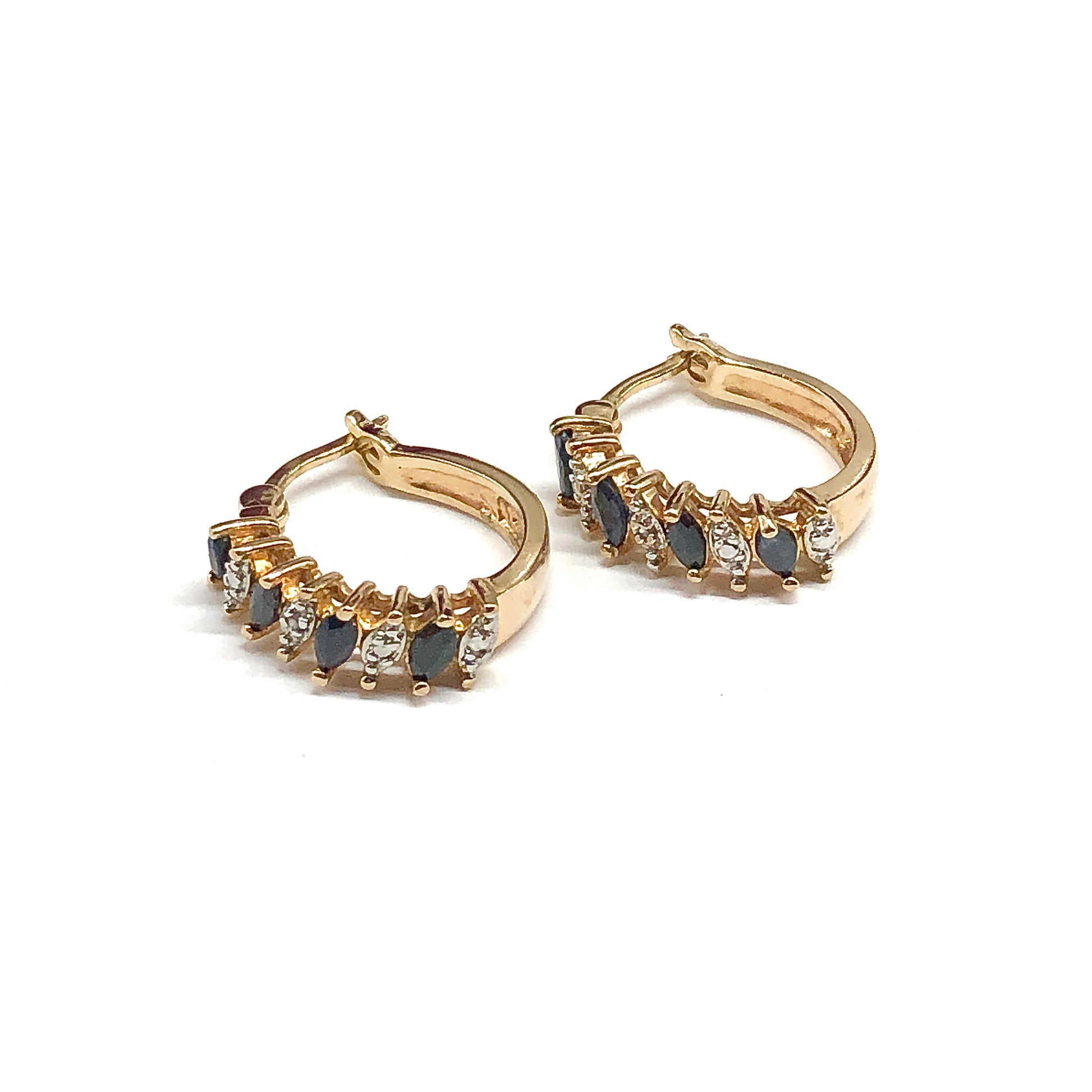 Sapphire Diamond Gold Hoop Earrings