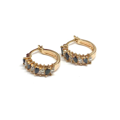 Sapphire Diamond Gold Hoop Earrings
