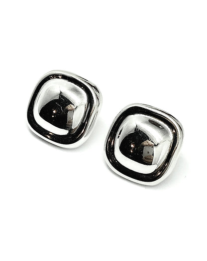 Sterling Silver Bold Fashion Style Square Short Drop Earrings