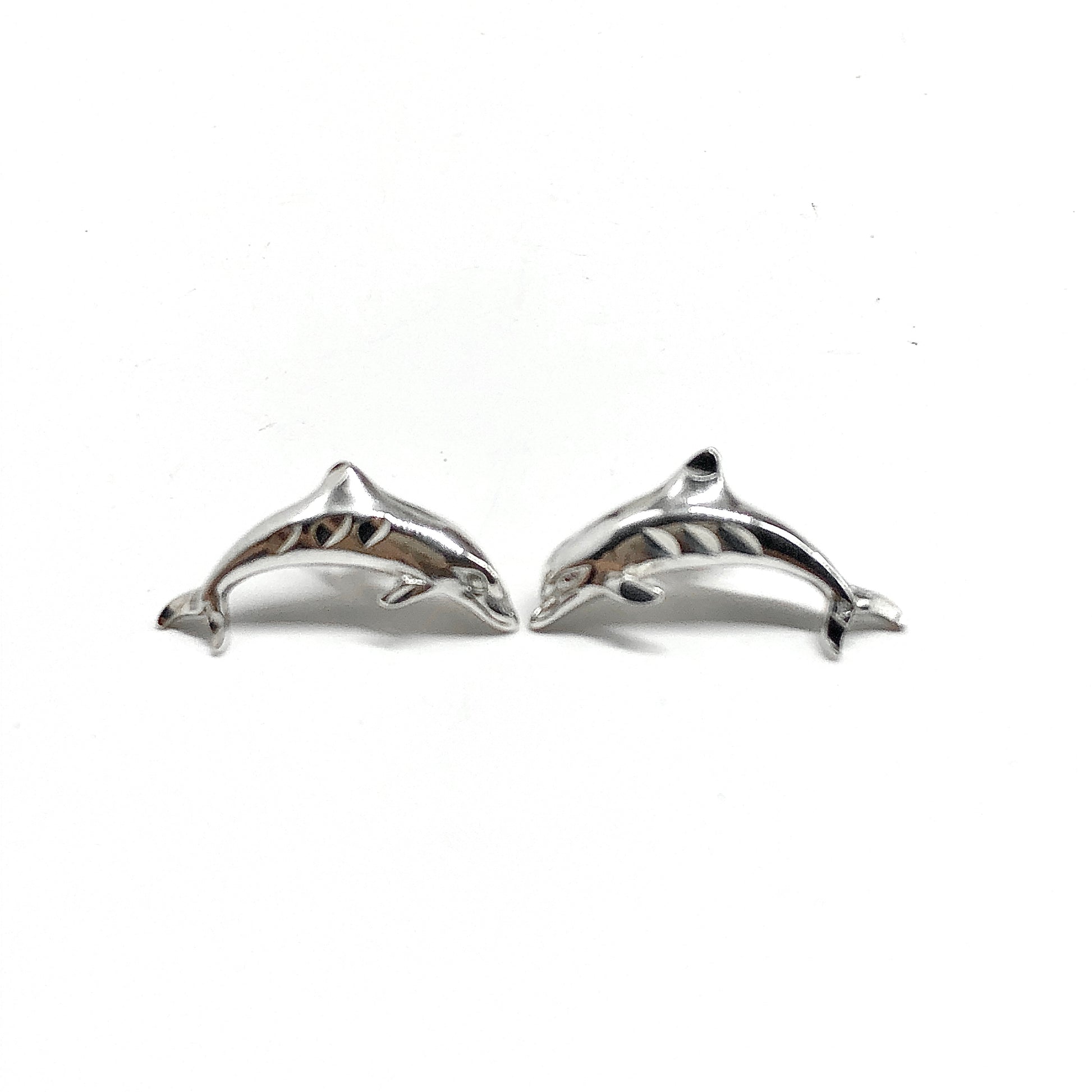 Sterling Silver Stud Earrings, Vintage Classic Jumping Dolphin Earrings