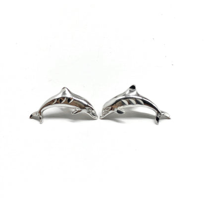 Sterling Silver Stud Earrings, Vintage Classic Jumping Dolphin Earrings