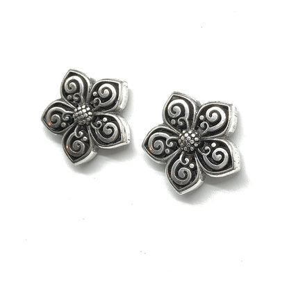 Silver Earrings | Womens Silver Flower Earbobs 