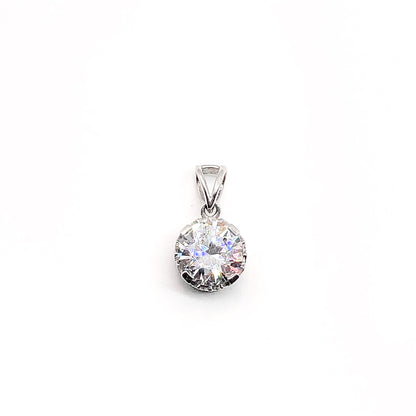 3.8ct White Cubic Zirconia Crown Style Sterling Silver Solitaire Pendant