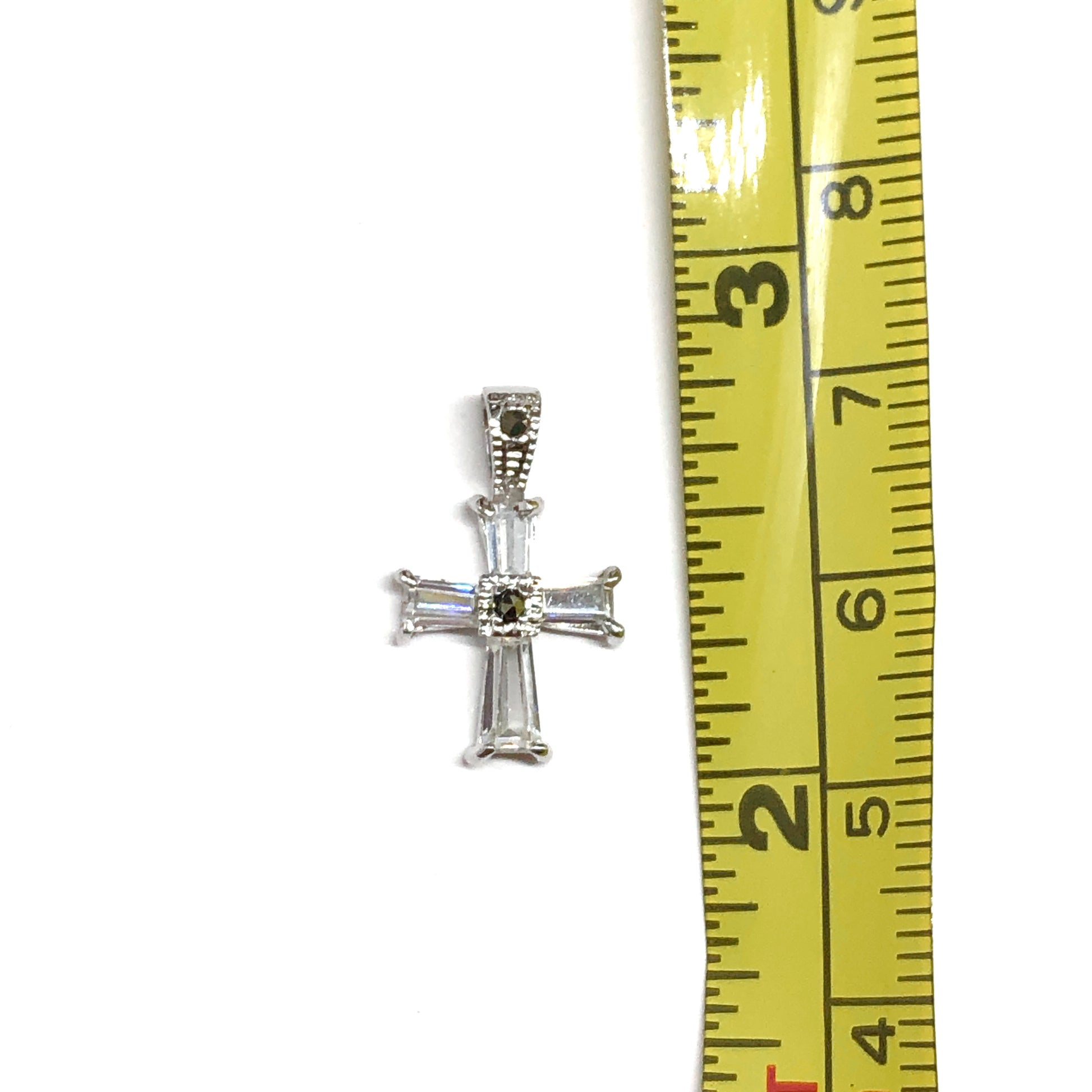 Small Cross Pendant, Delicate Dainty CZ Marcasite Sterling Silver Pendant