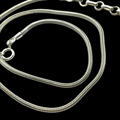 Silver Snake Chain Necklace 2mm Round Link Sterling Silver Adjustable Necklace