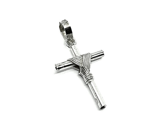 Vintage Sterling Silver Shrouded Style Small Religious Cross Pendant