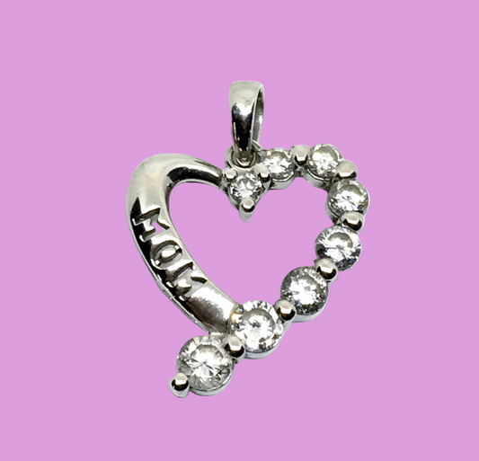 Sterling Silver Heart Pendant, Sparkly Cz Open Heart Pendant