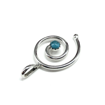 Southwest Style, Spiral Design Sterling Silver Turquoise Stone Pendant