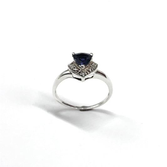 Sterling Silver Ring, Womens sz8.5 Fancy Iolite Diamond Gemstone Ring