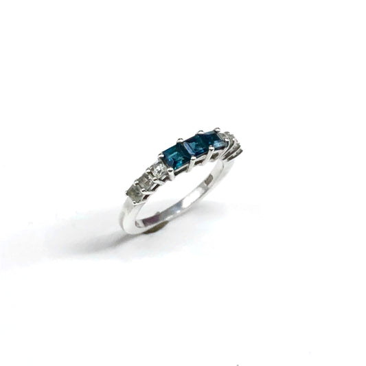 Sterling Silver ring with blue tourmaline gemstones