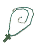 Faith Jewelry used - Sterling Silver Turquoise Tube Bead Block Cross Necklace - online at Blingschlingers.com USA