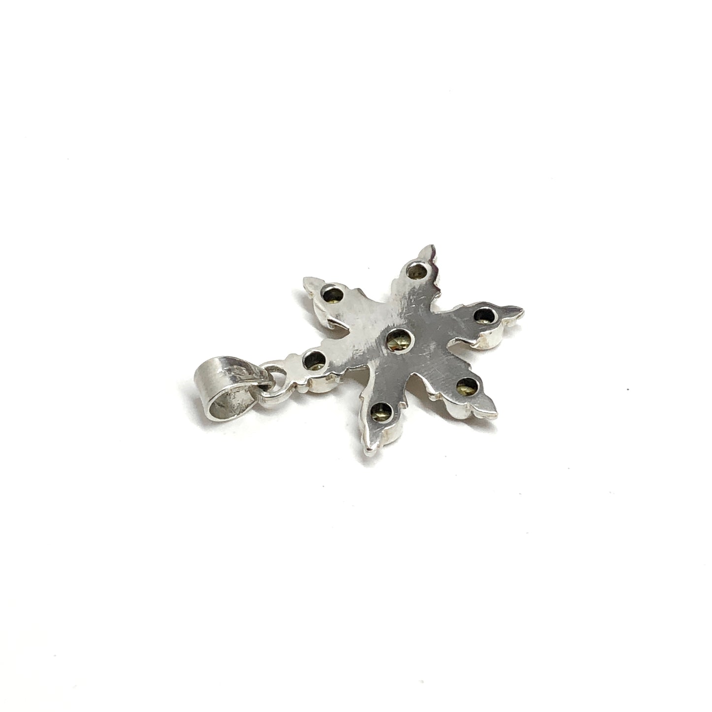 Citrine Cz Throwing Star Design Sterling Silver Pendant