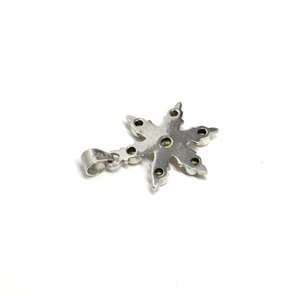 Citrine Cz Throwing Star Design Sterling Silver Pendant