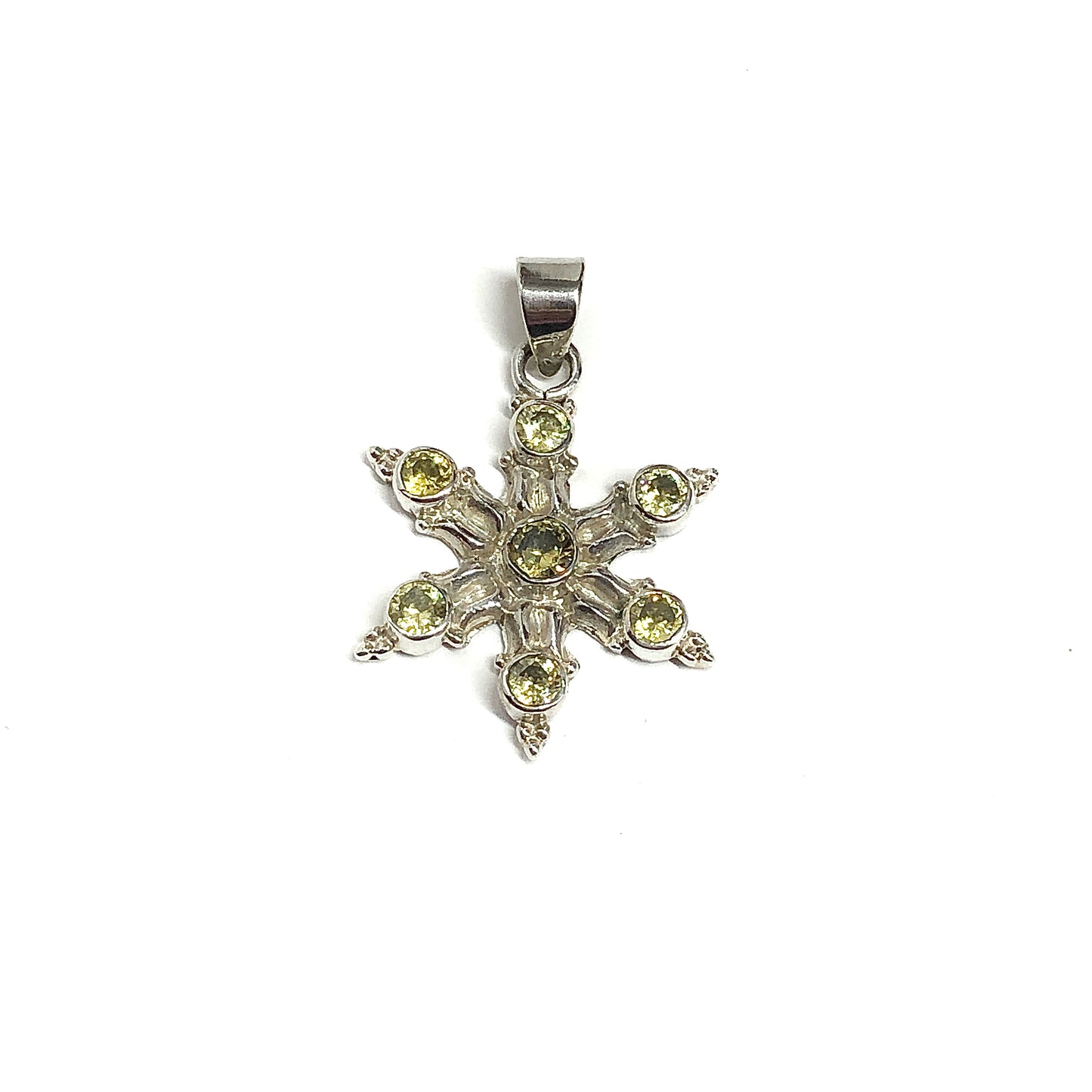 925 Sterling Silver Pendant, Unique Star Design Cz Stone Pendant