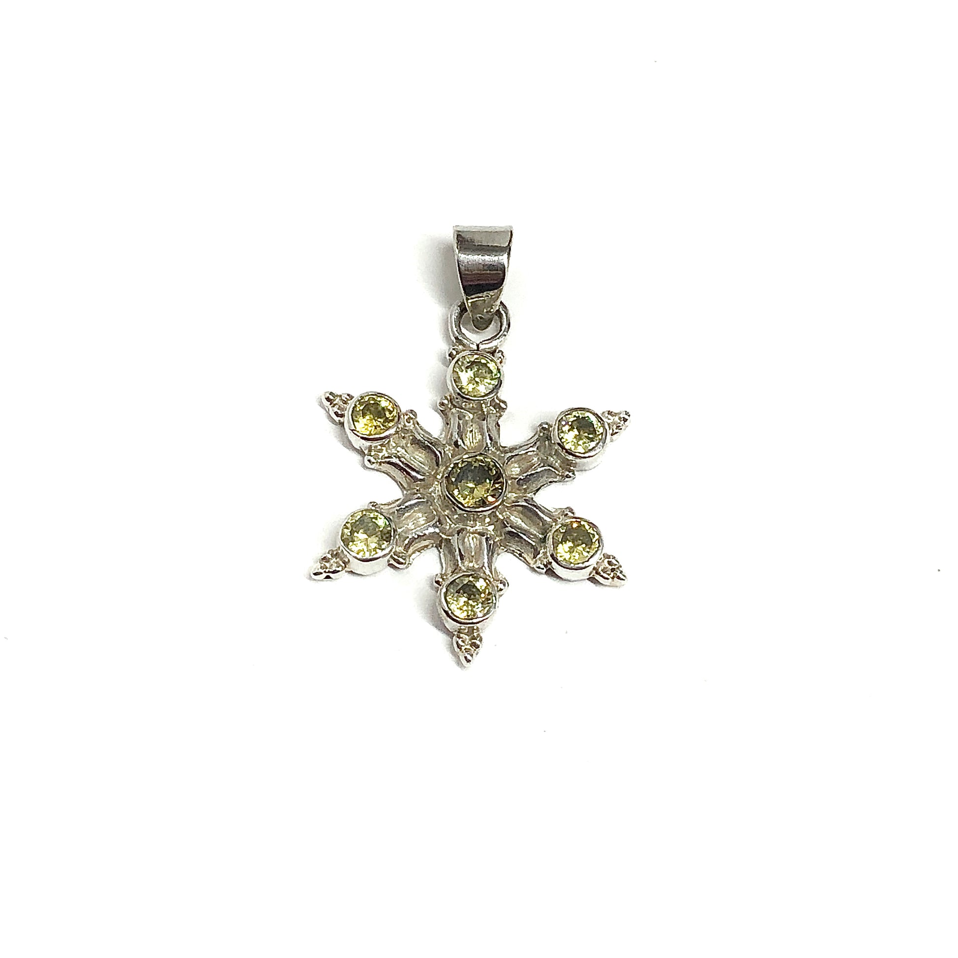 925 Sterling Silver Pendant, Unique Star Design Cz Stone Pendant