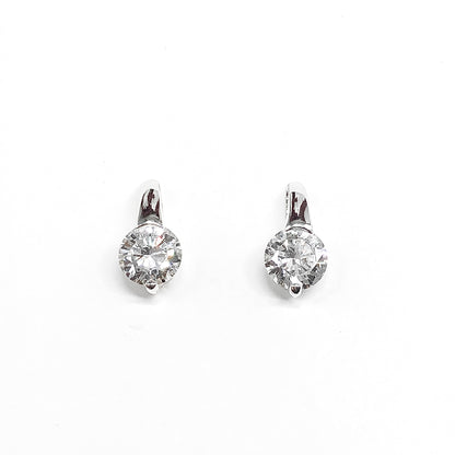 Single Stone Short Drop Style Sterling Silver Stud Earrings