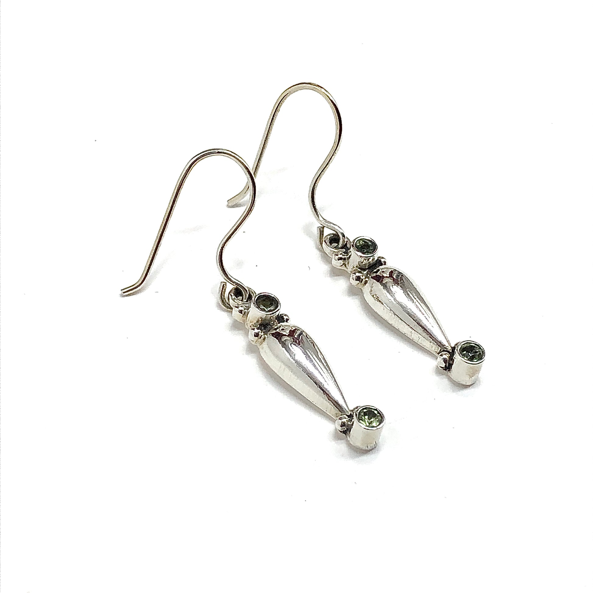 Sterling Silver Teardrop Earrings, Unique Boho Style Peridot Stone Earrings