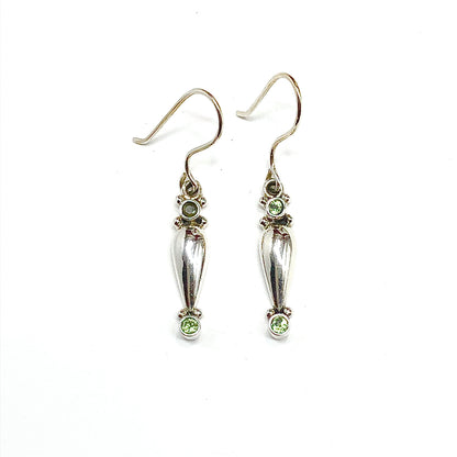 Sterling Silver Earrings, Unique Boho Style Peridot Stone Earrings