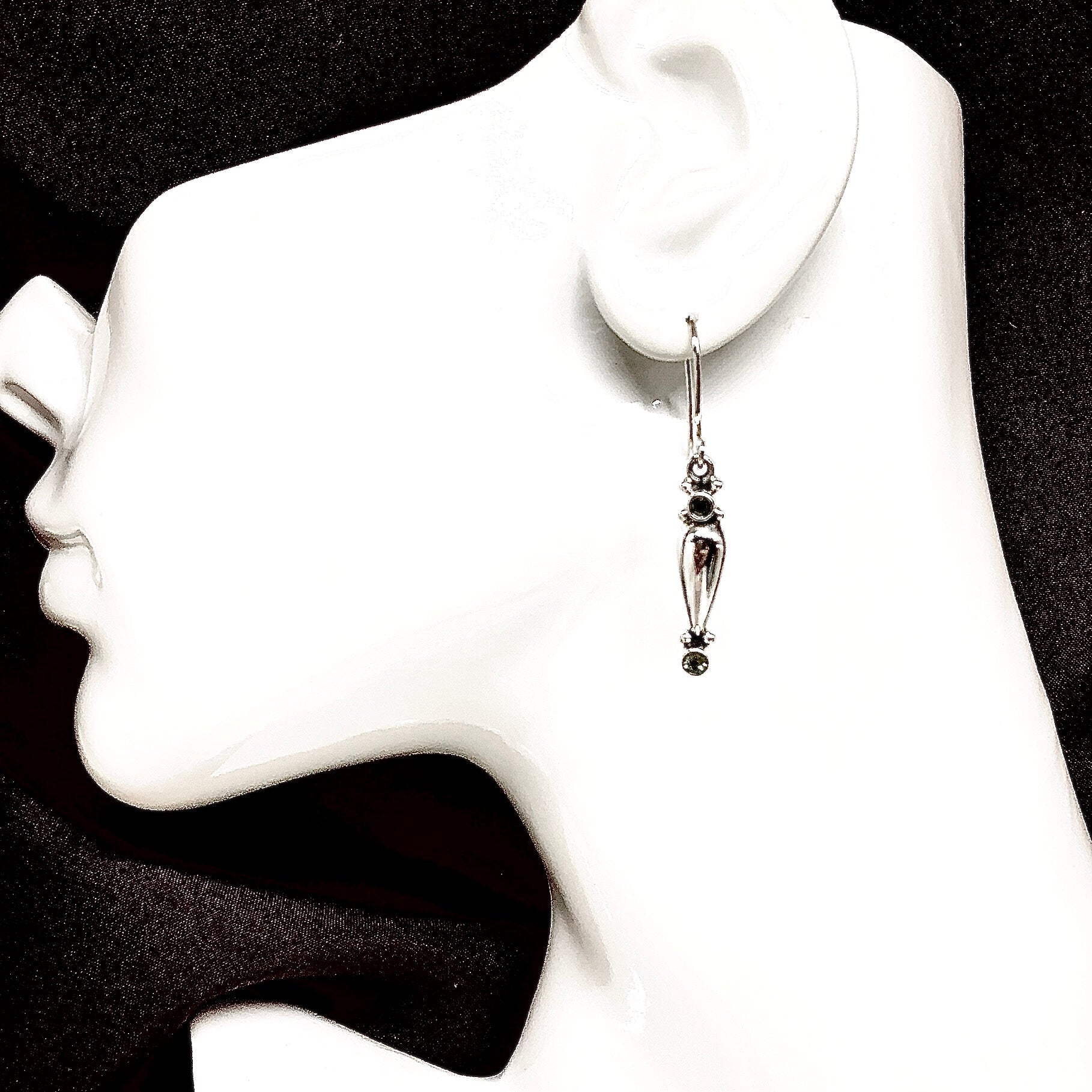 Sterling Silver Earrings, Unique Boho Style Peridot Stone Earrings