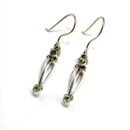 Sterling Silver Earrings, Unique Boho Style Peridot Stone Earrings