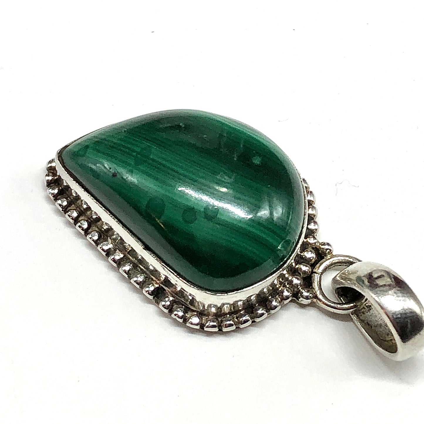 Sterling Silver Green Malachite Stone Pendant