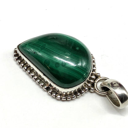 Sterling Silver Green Malachite Stone Pendant