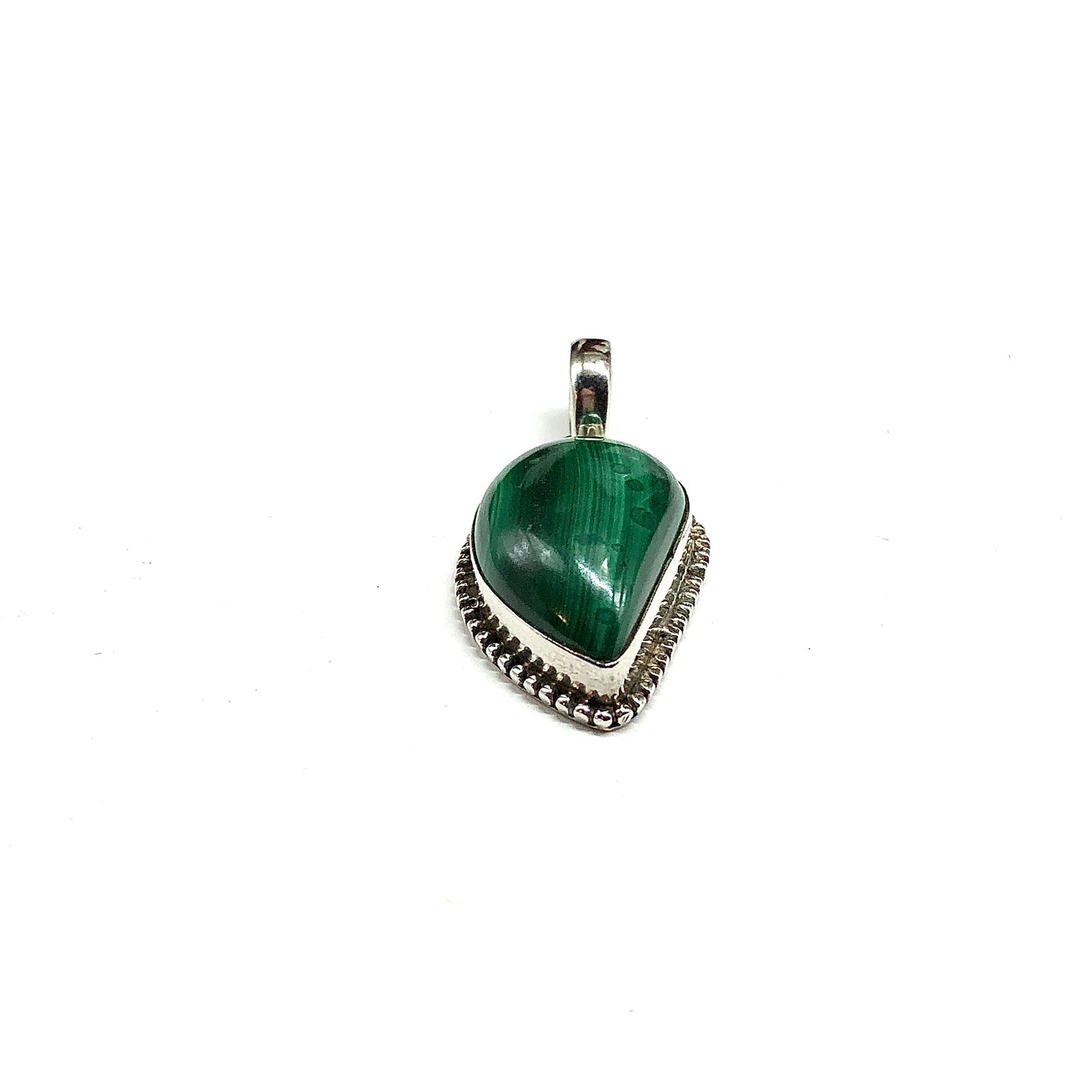 Sterling Silver Green Malachite Stone Pendant