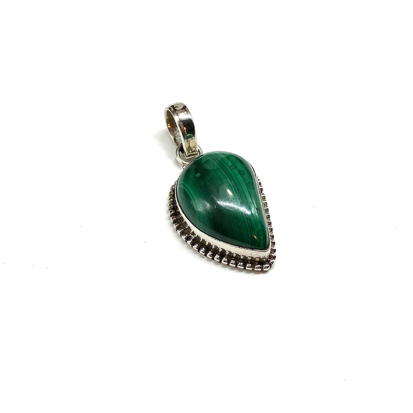 925 Sterling Silver Pendant, Unique Asymmetrical Green Malachite Stone Pendant for sale online
