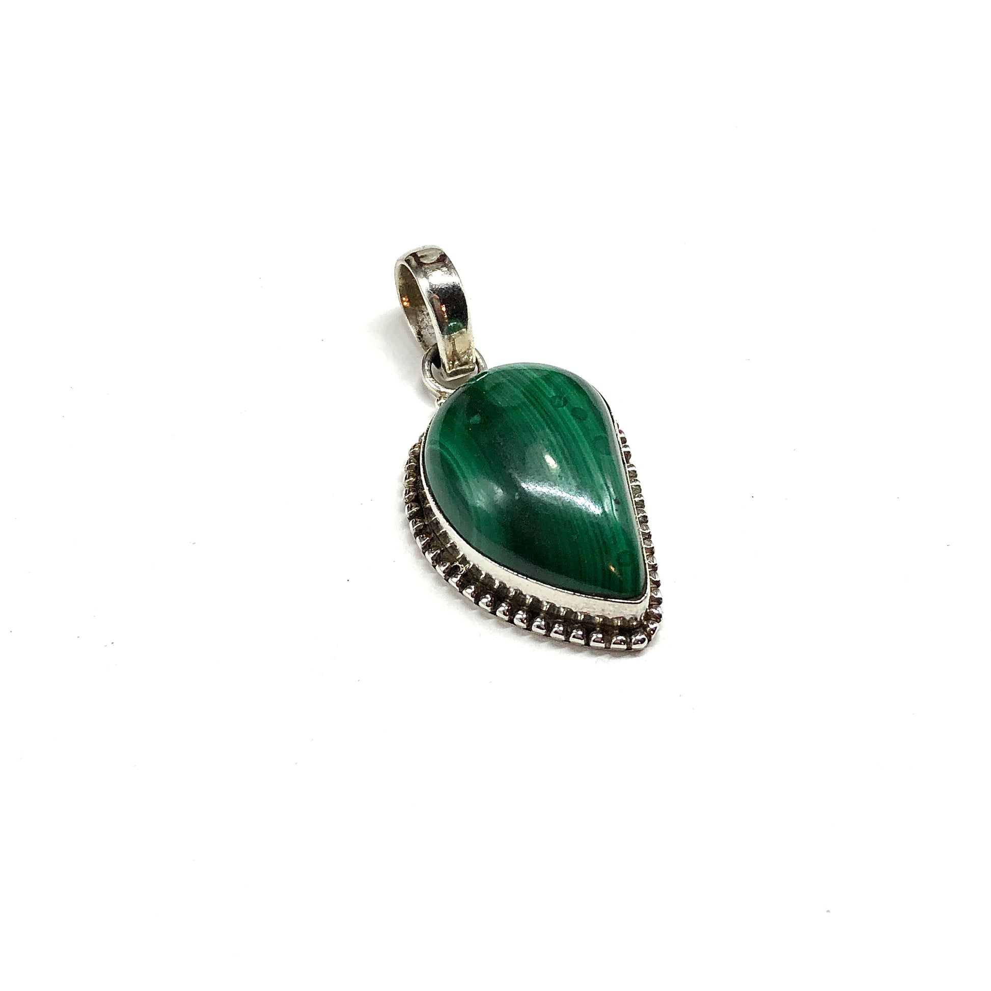 925 Sterling Silver Pendant, Unique Asymmetrical Green Malachite Stone Pendant for sale online