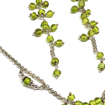 Matching Beaded Sterling Silver Necklace + Earrings set in Spring Green