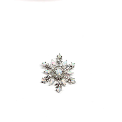 Opal Pendant, Women's Sterling Silver Cz Halo Trembling Center Opal Gemstone Star Pendant