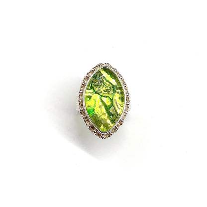 Dichroic Lemon & Lime Sterling Silver Ring sz7.25