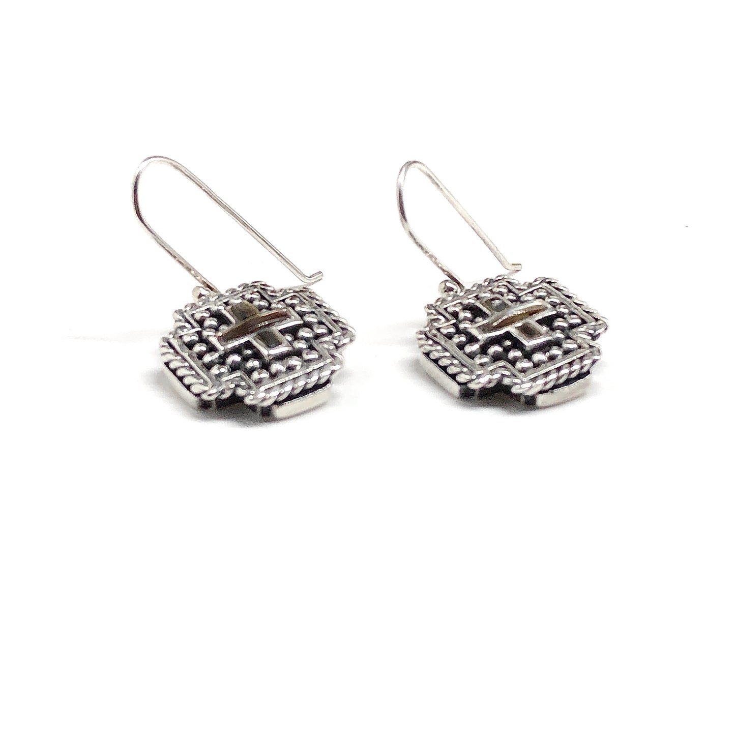 Sterling Silver Dangle Earrings, Designer Southwest Style Sterling Silver Cross Earrings