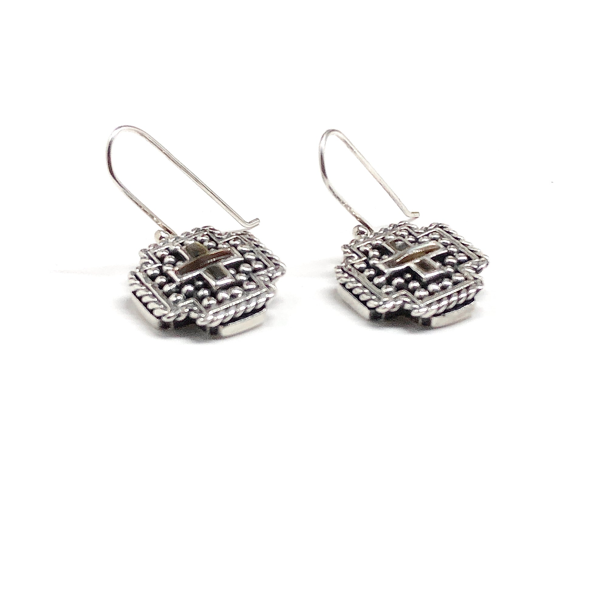Sterling Silver Dangle Earrings, Designer Southwest Style Sterling Silver Cross Earrings
