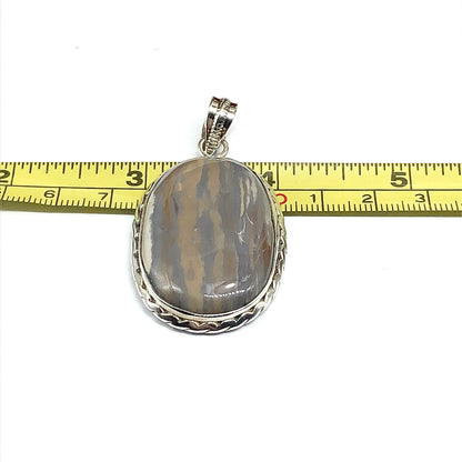 Big Tree Bark Camo Agate Sterling Silver Pendant